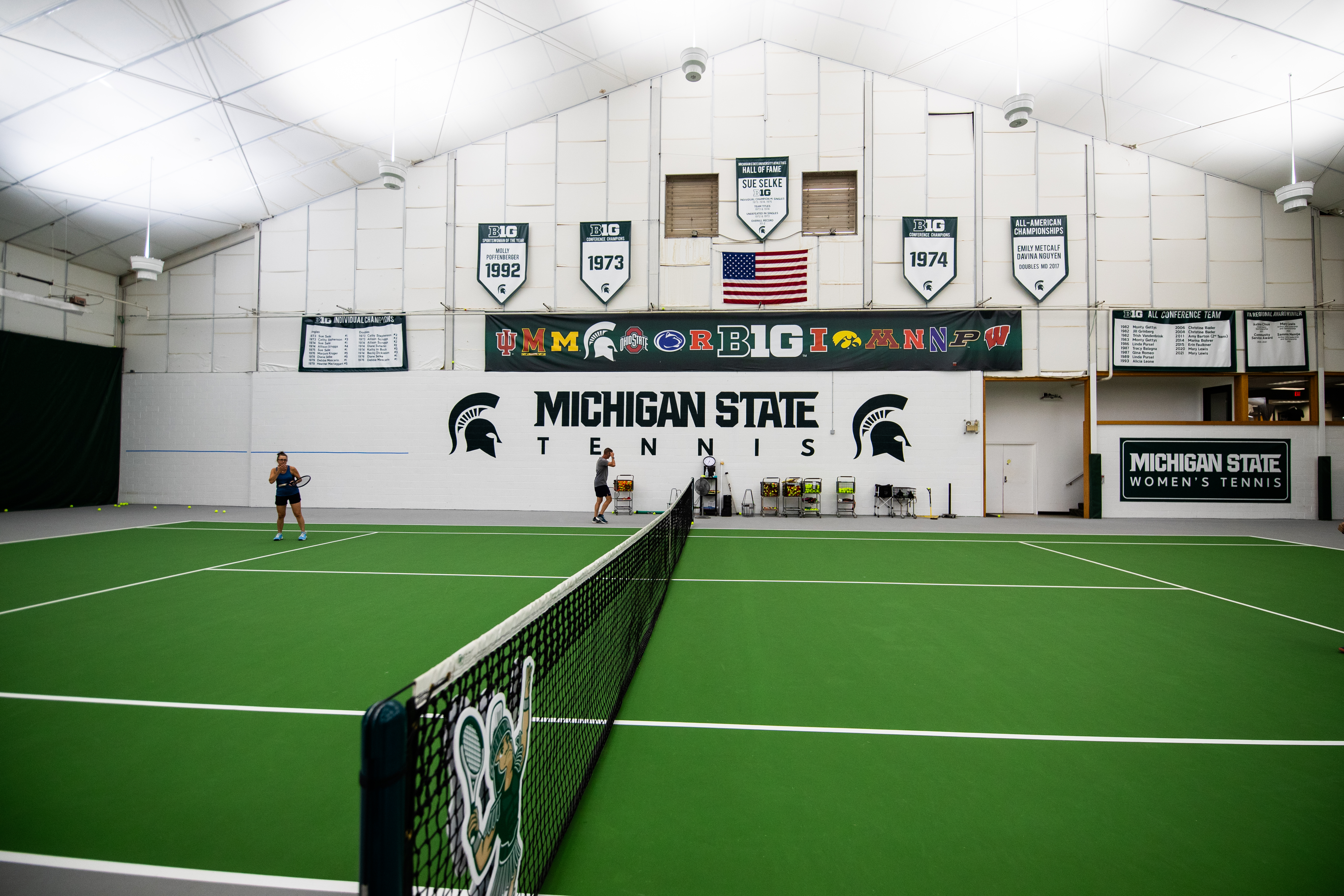 Interior of tennis courts at the MSU Indoor Tennis Center