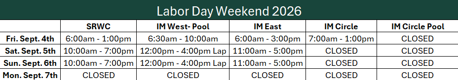 Labor Day Hours