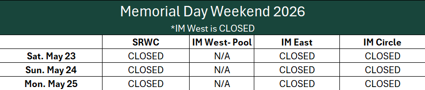 Memorial Day Hours