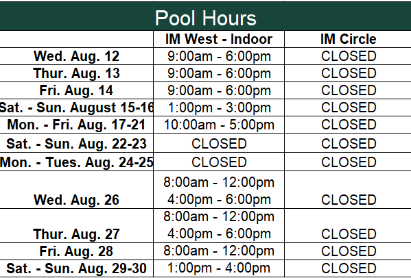 Pool Hours