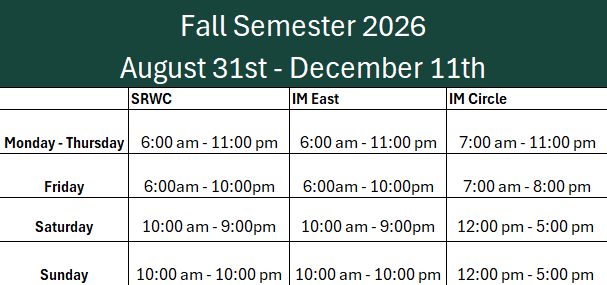 Fall Building Hours