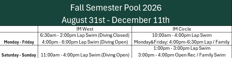 Pool hours