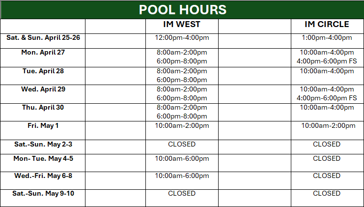 pool Hours