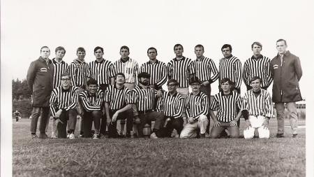 group of referees in striped uniform circa 1966-68